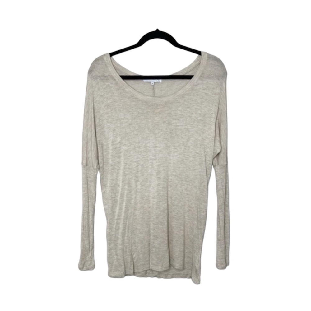 DAYDREAMER LA Wide Neckline Drop Sleeve Slouchy Long Sleeve Cream Top